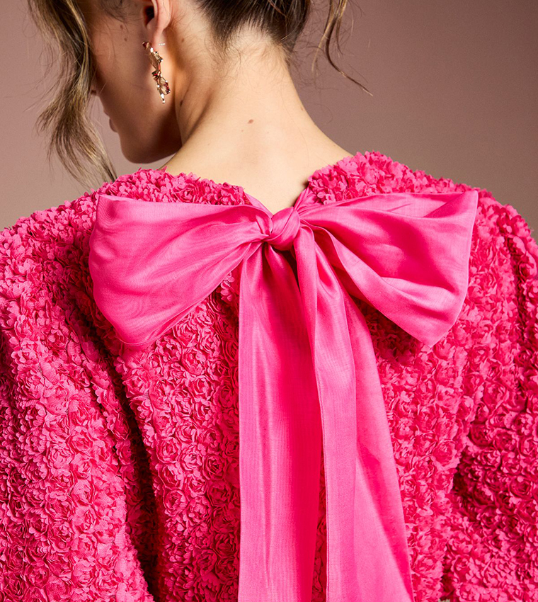 3D Floral Organza Tie Top