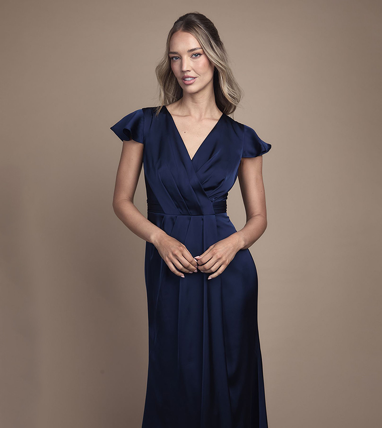 فستان وصيفات عروس ماكسي لف كم واسع