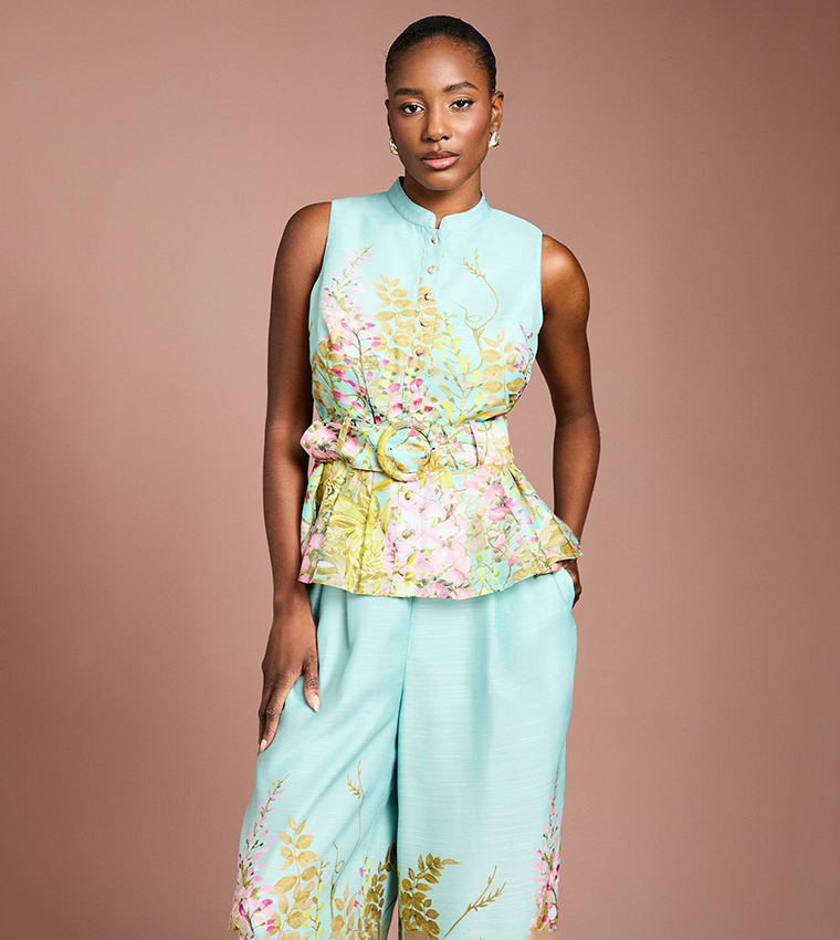 Printed Button Through Belted Shirt