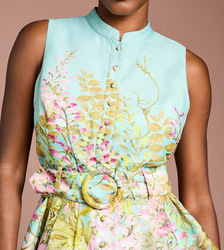 Printed Button Through Belted Shirt