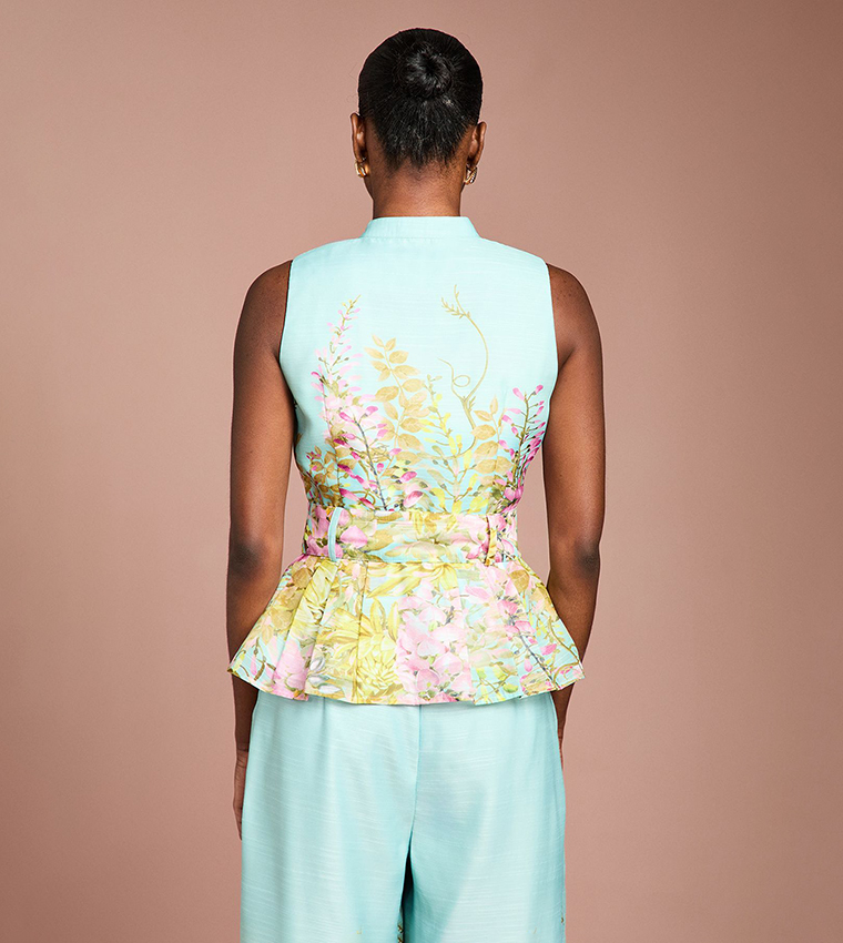 Printed Button Through Belted Shirt