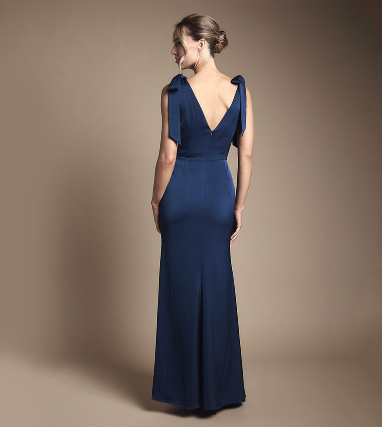 Coast Honoured Satin Back Crepe V-Neck Tie Shoulder Maxi Bridesmaid Dress