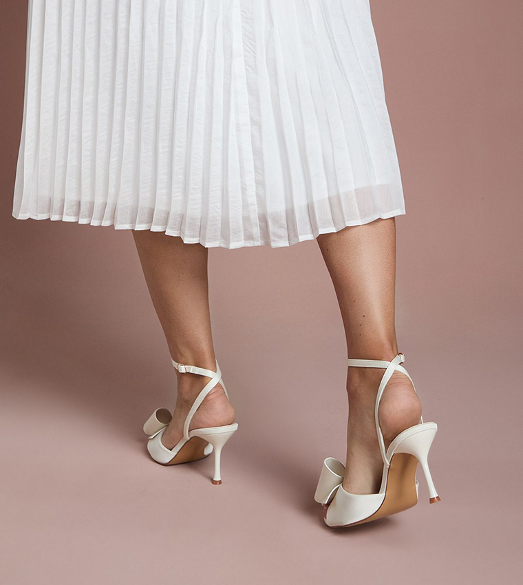 Bridal Eva Satin Bow Stiletto Heel Sandals