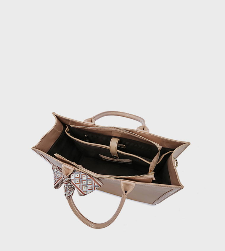 Scarf Detail Tote Bag
