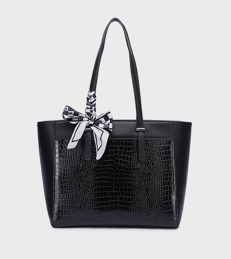 Scarf Detail Tote Bag