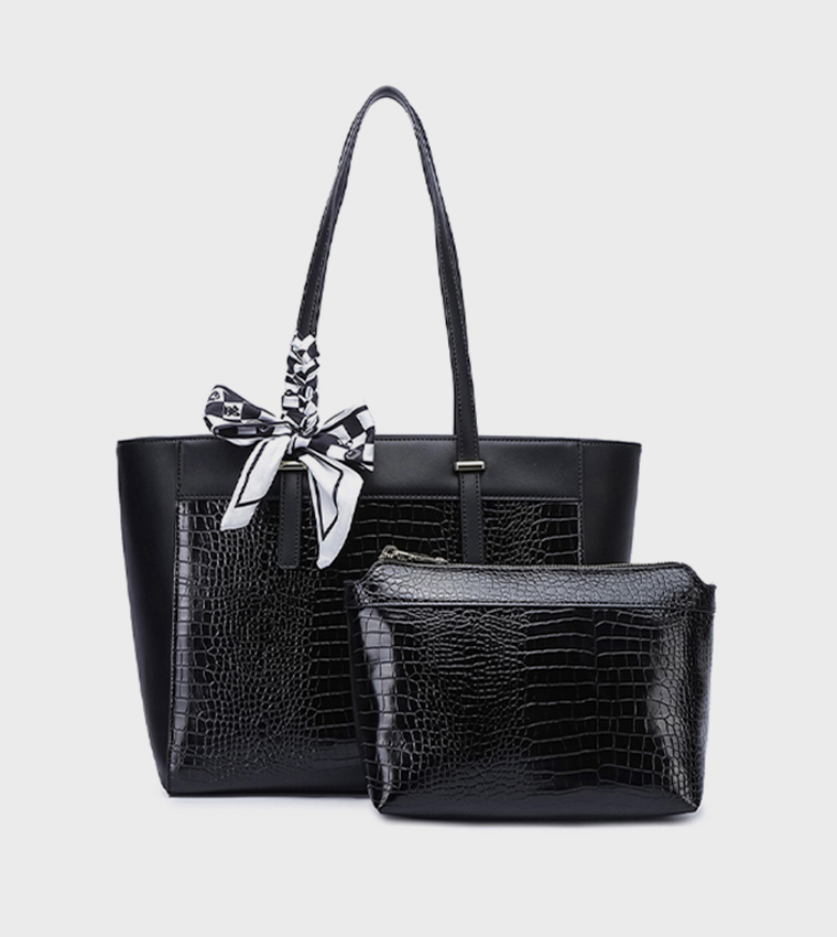 Scarf Detail Tote Bag