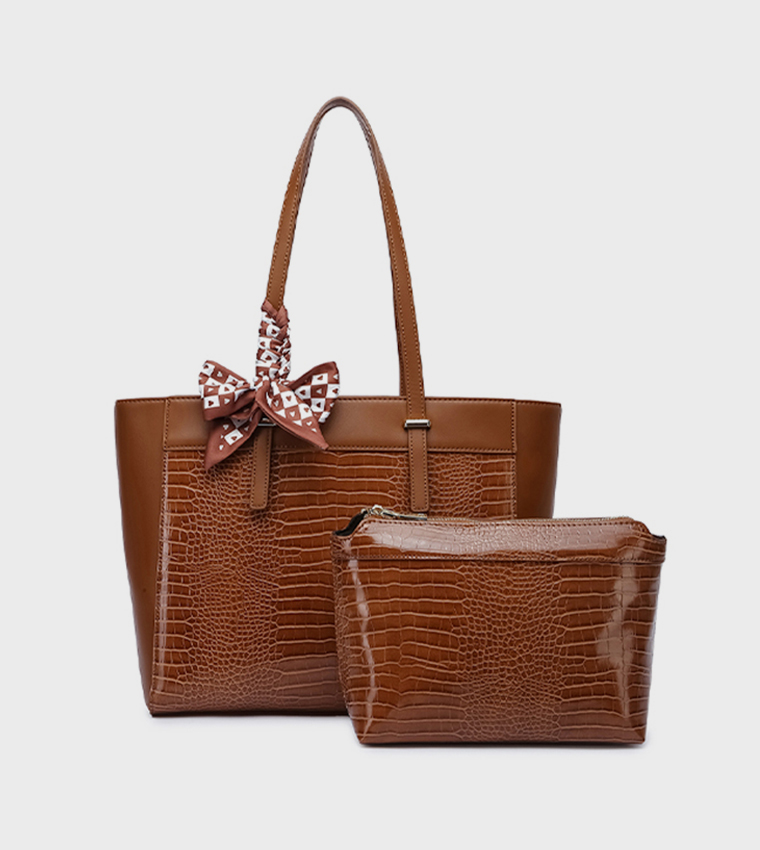 Scarf Detail Tote Bag