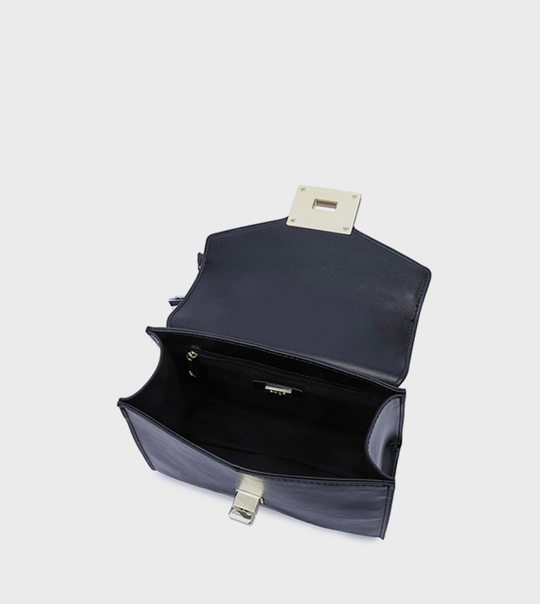 Scarf Detail Twist Lock Top-Handle Bag