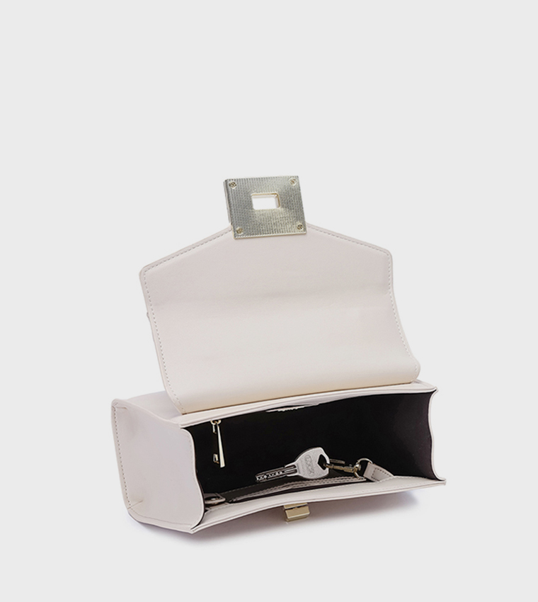 Scarf Detail Twist Lock Top-Handle Bag