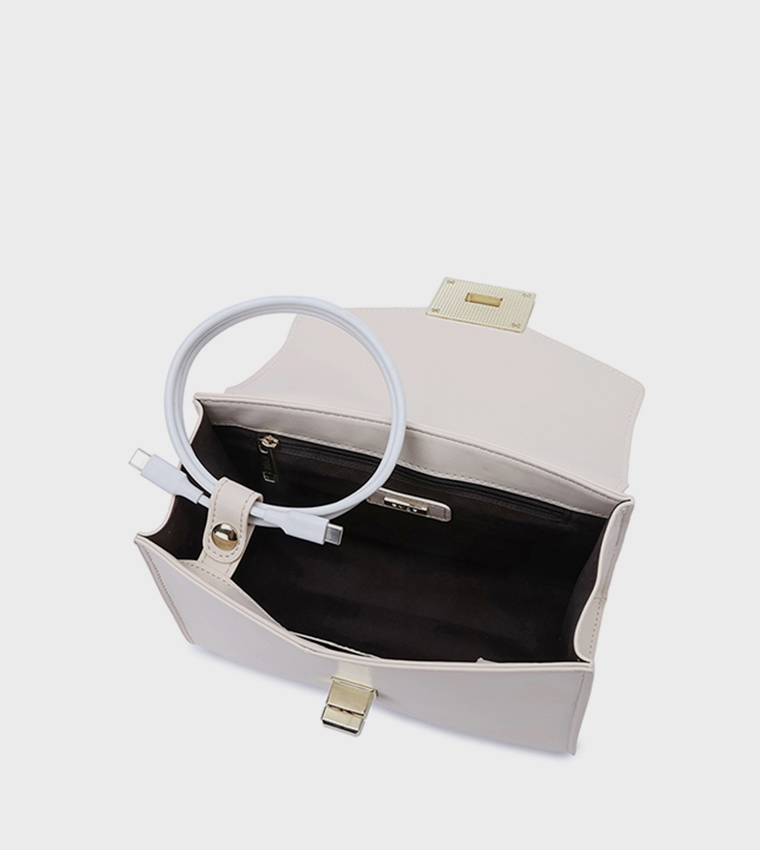Scarf Detail Twist Lock Top-Handle Bag