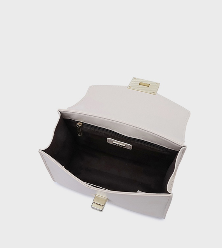 Scarf Detail Twist Lock Top-Handle Bag