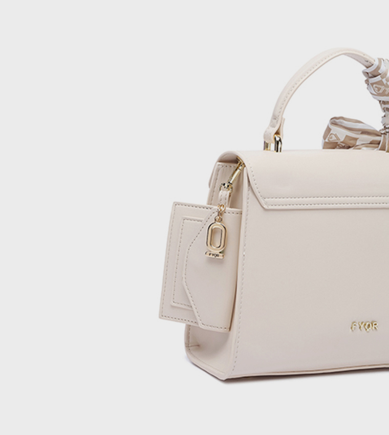 Scarf Detail Twist Lock Top-Handle Bag