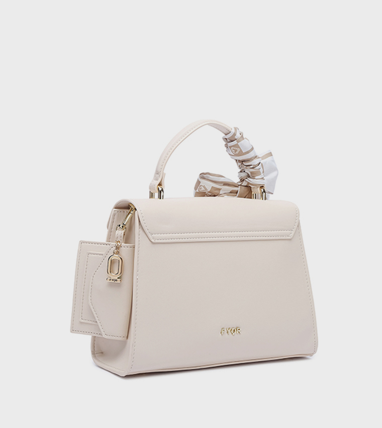 Scarf Detail Twist Lock Top-Handle Bag