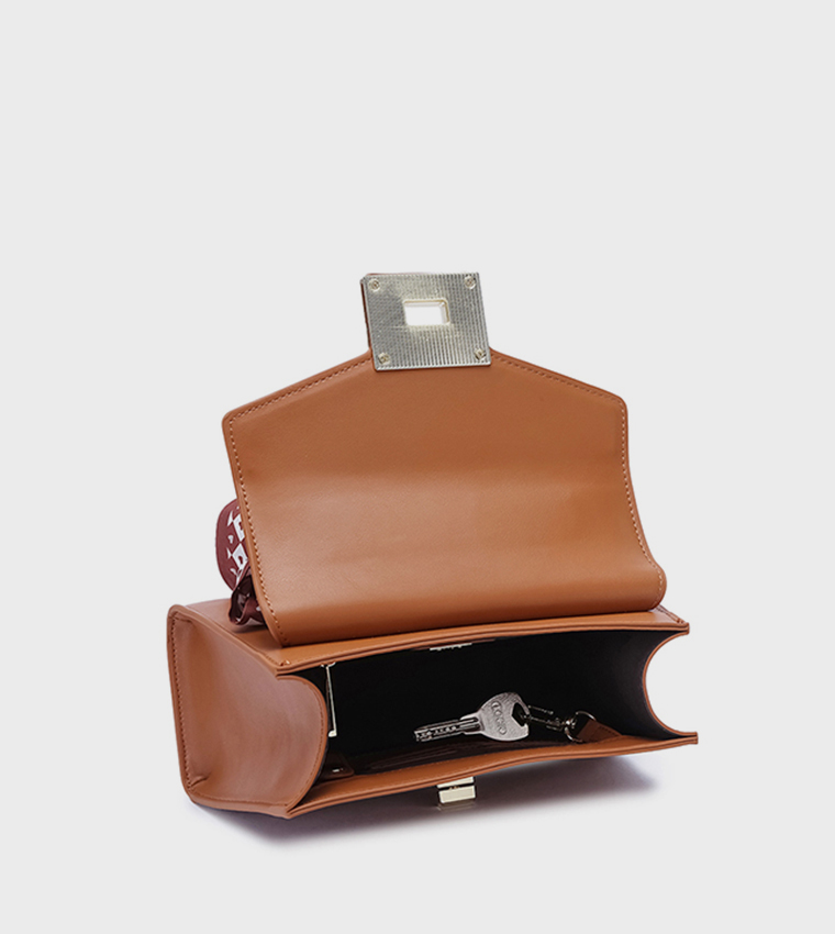 Scarf Detail Twist Lock Top-Handle Bag