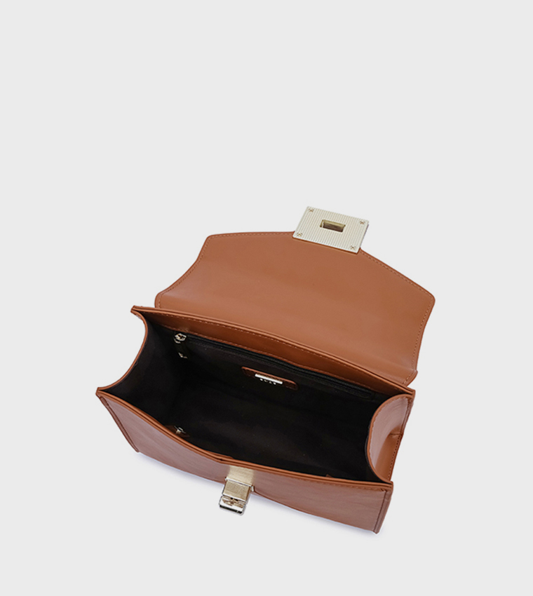 Scarf Detail Twist Lock Top-Handle Bag