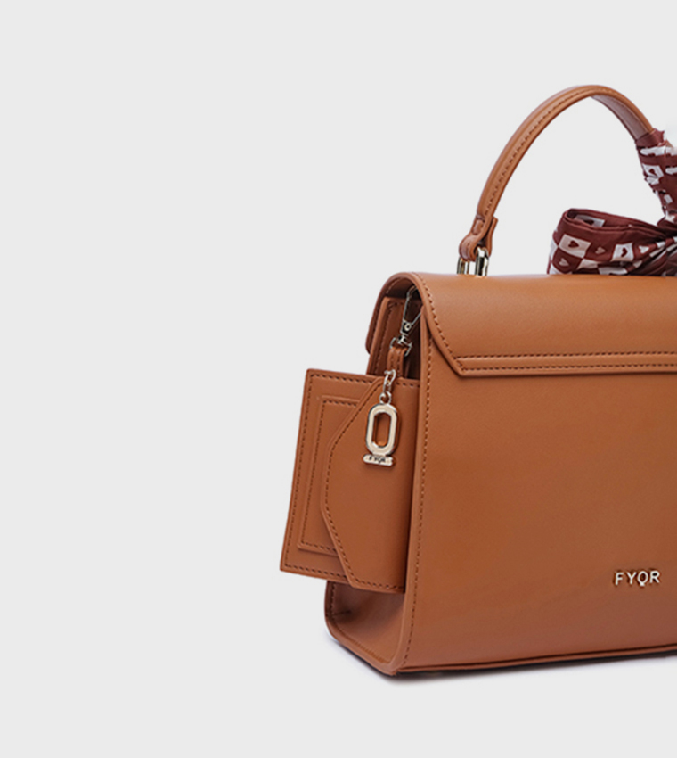 Scarf Detail Twist Lock Top-Handle Bag