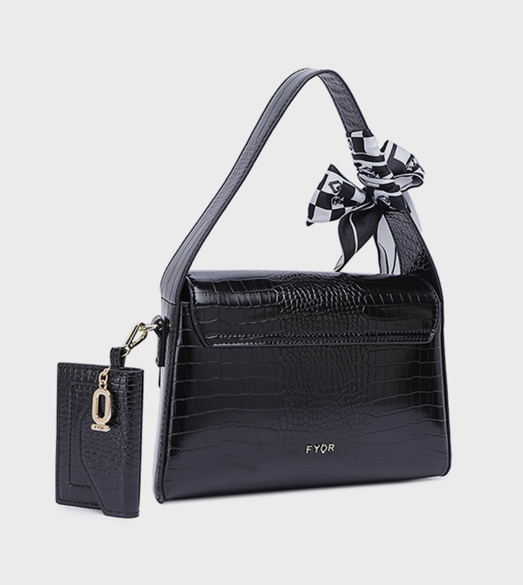 Scarf Detail Shoulder Bag 