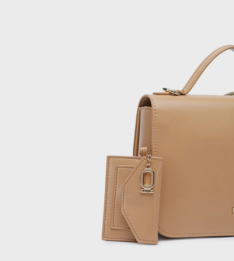 Scarf Detail Flap Top-Handle Bag