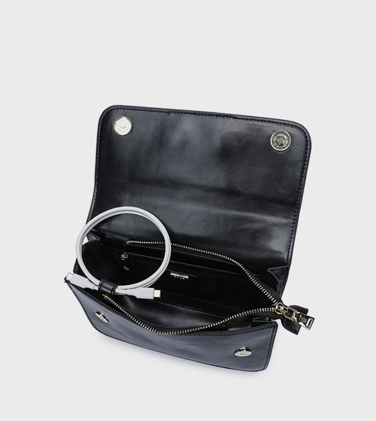 Scarf Detail Flap Top-Handle Bag