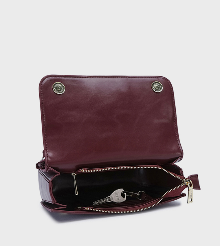 Scarf Detail Flap Top-Handle Bag