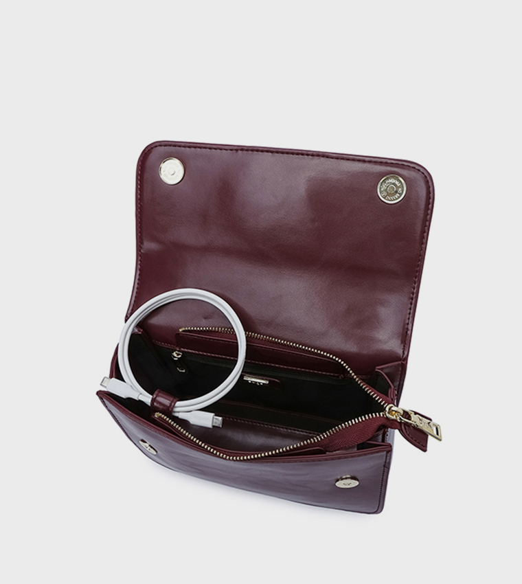 Scarf Detail Flap Top-Handle Bag