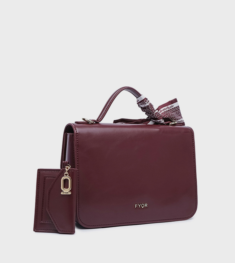 Scarf Detail Flap Top-Handle Bag
