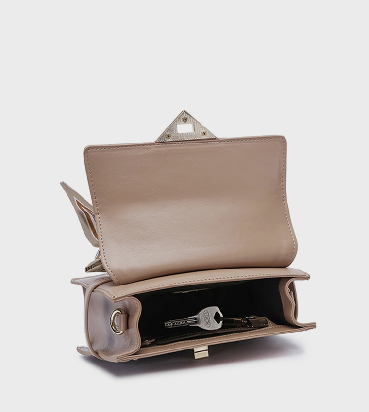 Scarf Detail Flap Handheld Bag