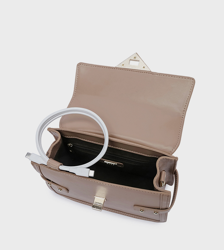 Scarf Detail Flap Handheld Bag