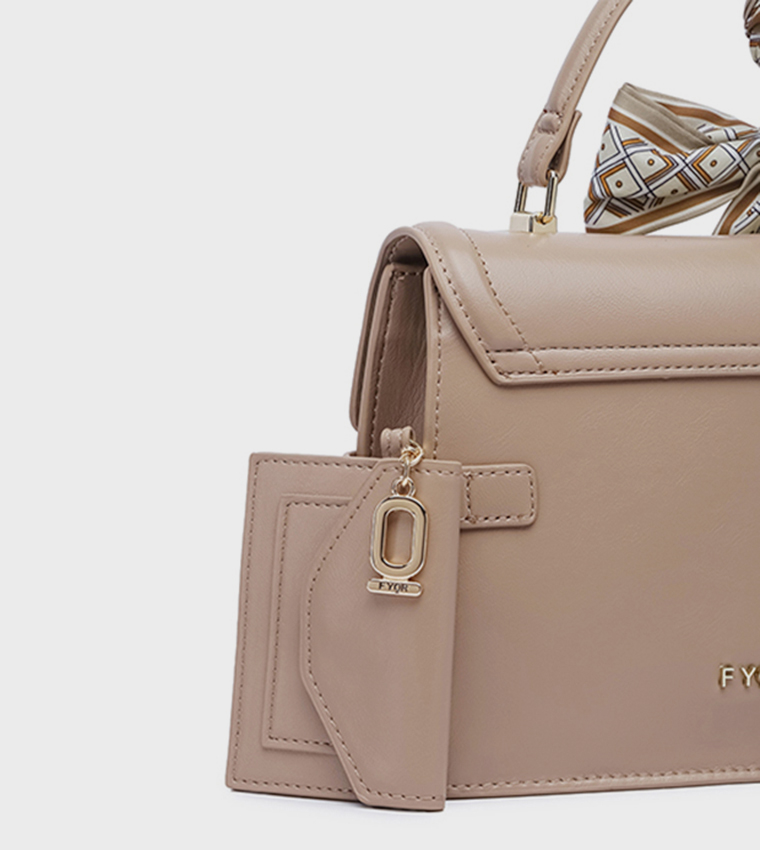 Scarf Detail Flap Handheld Bag