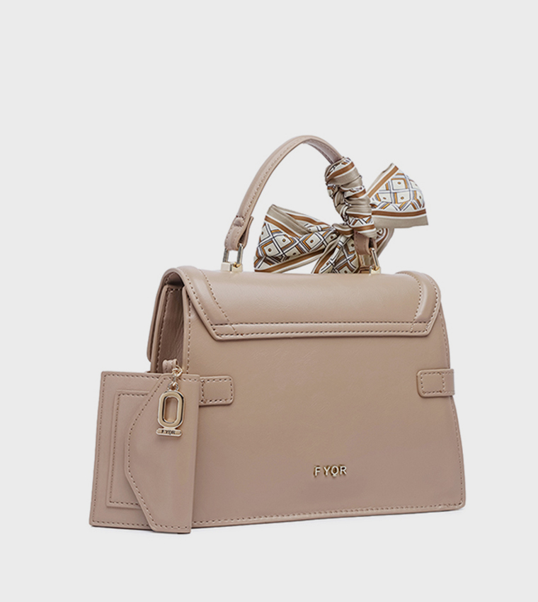 Scarf Detail Flap Handheld Bag