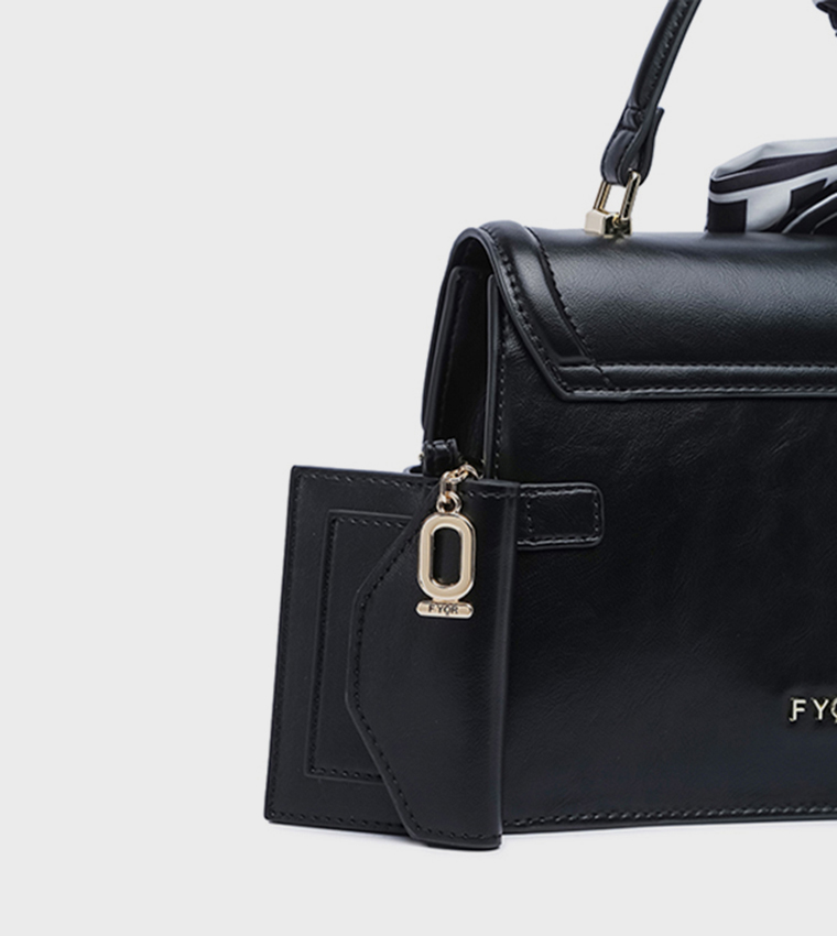 Scarf Detail Flap Handheld Bag