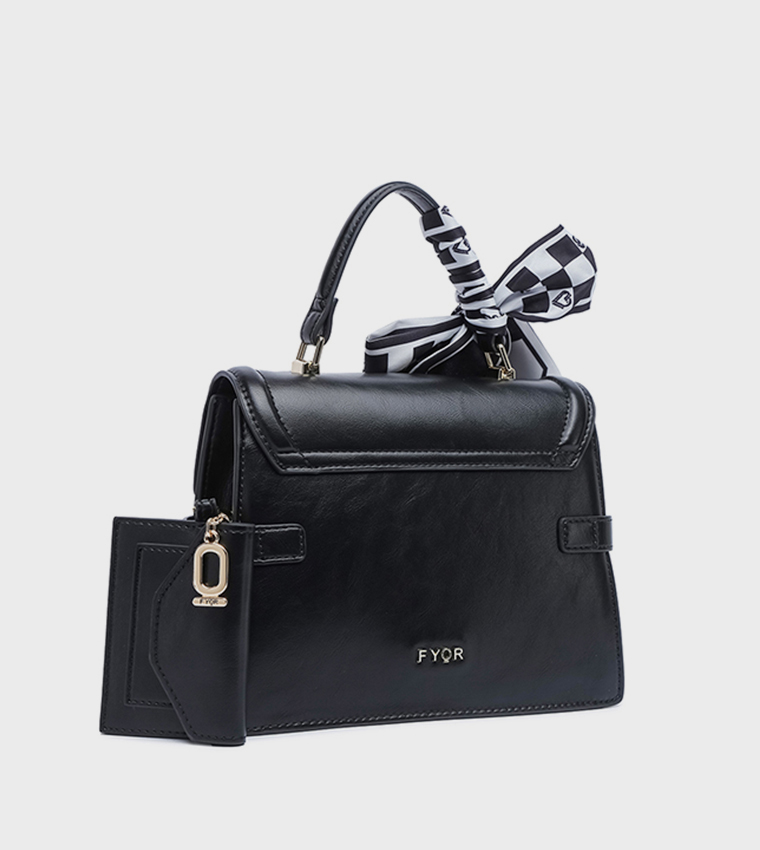 Scarf Detail Flap Handheld Bag