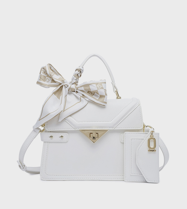Scarf Detail Flap Handheld Bag