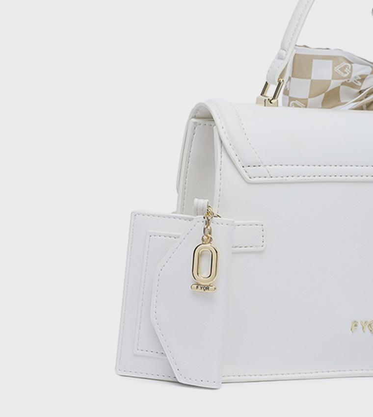 Scarf Detail Flap Handheld Bag