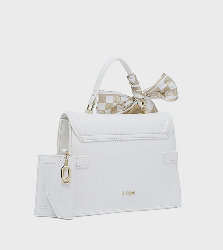 Scarf Detail Flap Handheld Bag