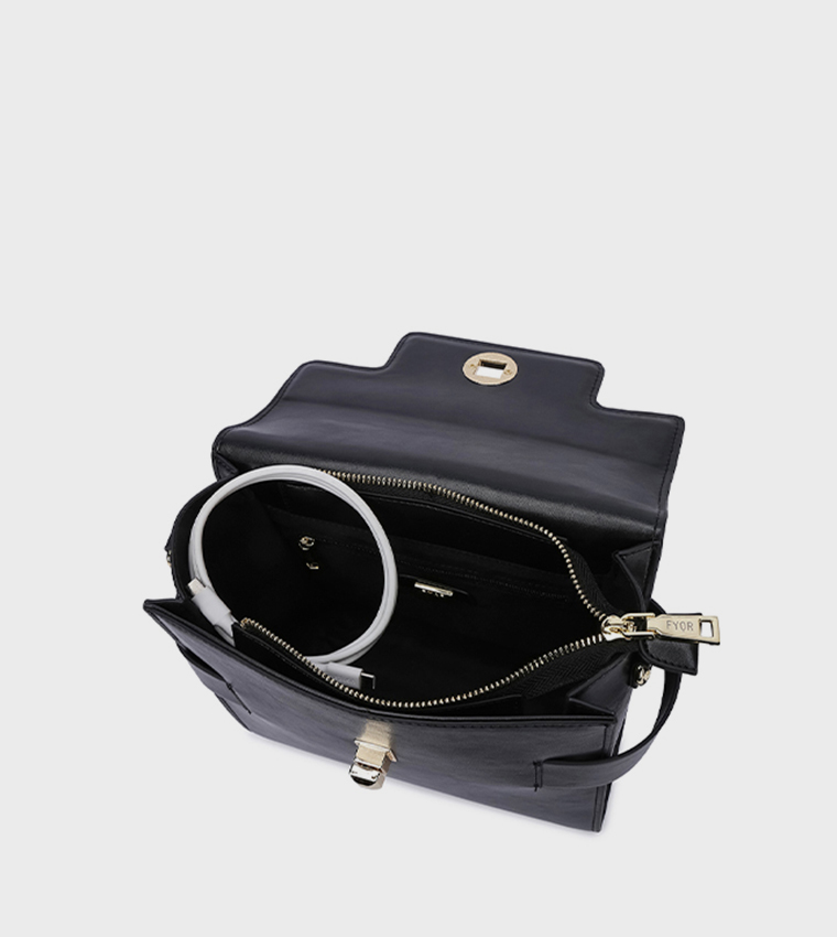 Scarf Detail Flap Top-Handle Bag