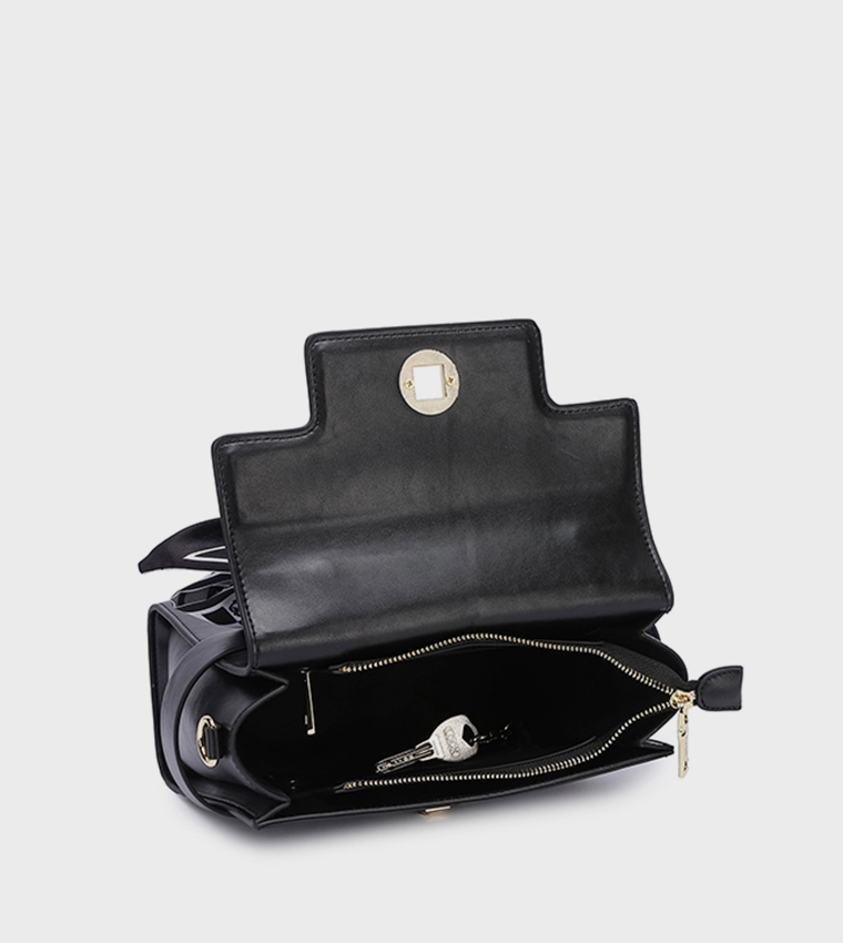 Scarf Detail Flap Top-Handle Bag