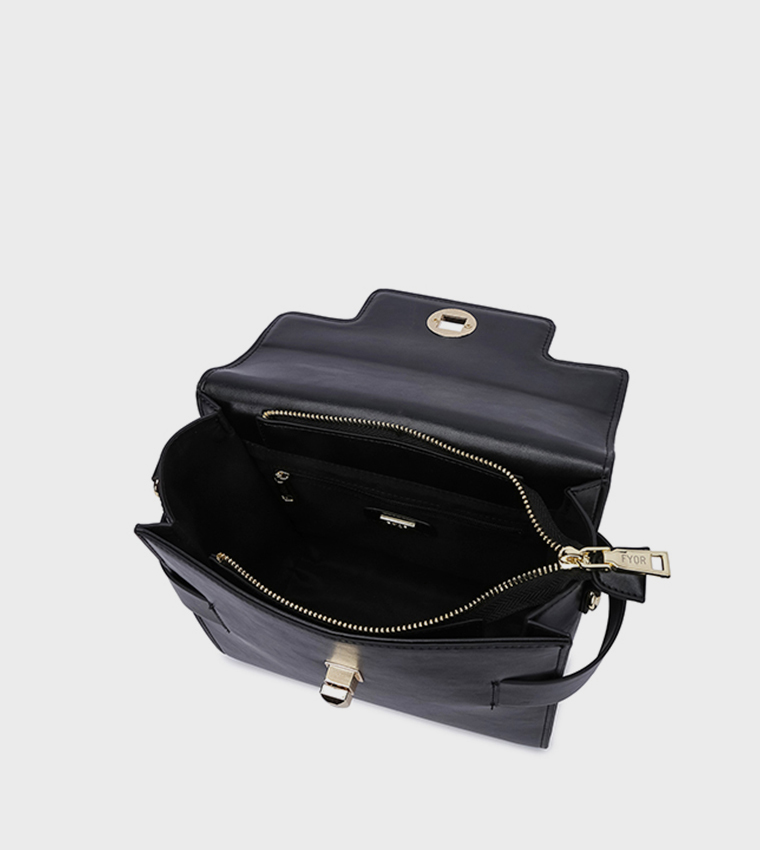 Scarf Detail Flap Top-Handle Bag