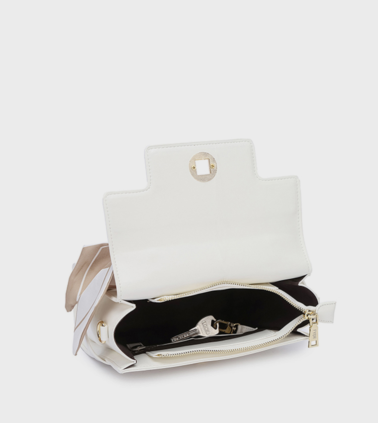 Scarf Detail Flap Top-Handle Bag