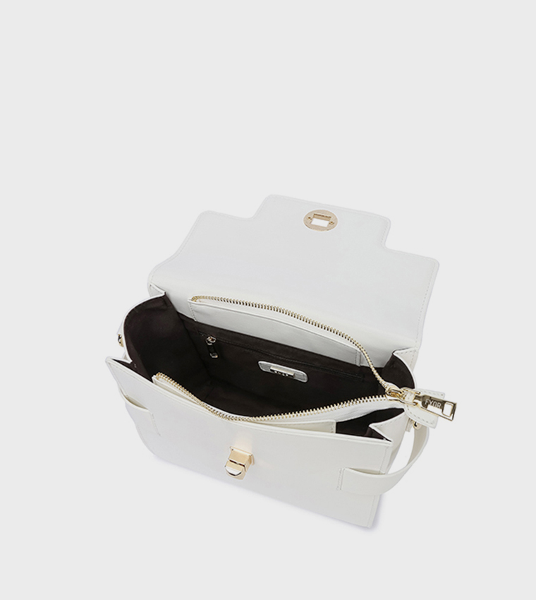 Scarf Detail Flap Top-Handle Bag