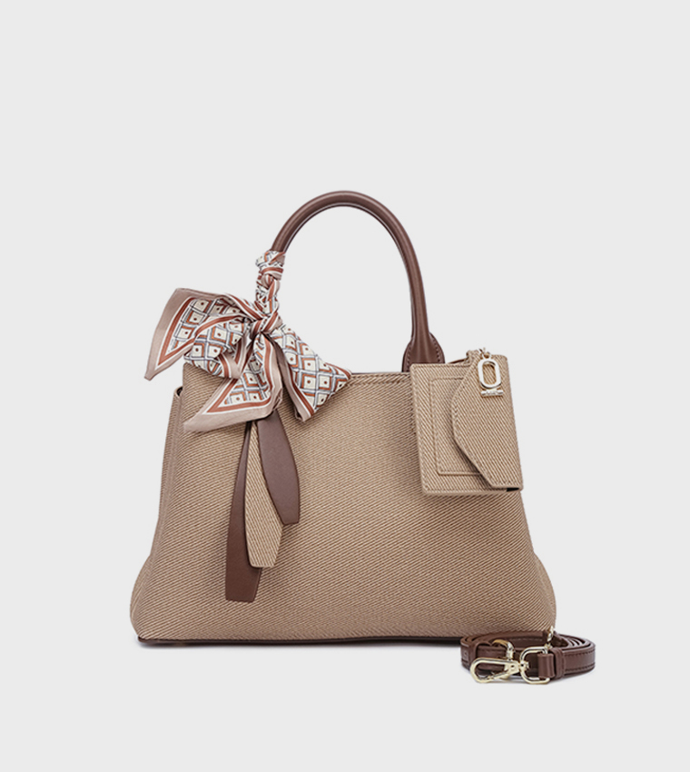 Scarf Detail Satchel Bag 