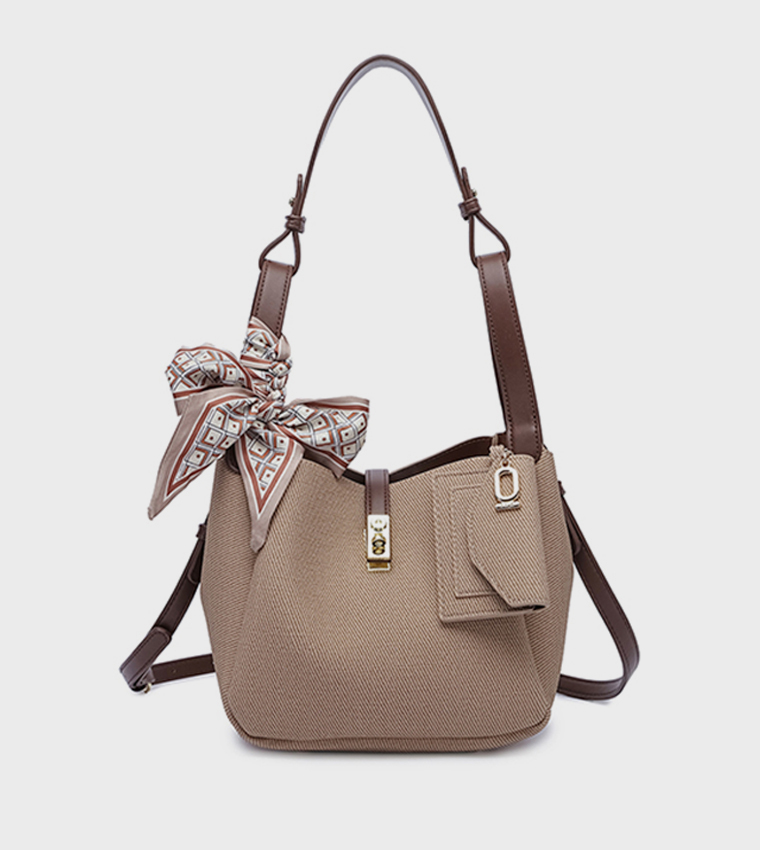 Scarf Detail Bucket Bag