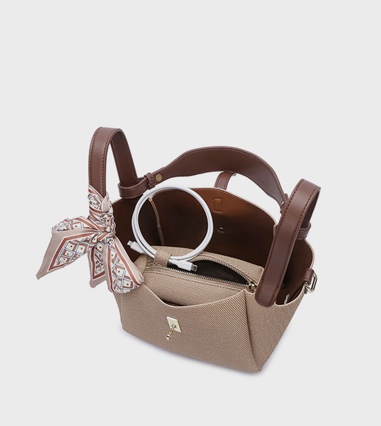 Scarf Detail Bucket Bag