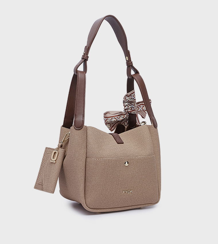 Scarf Detail Bucket Bag