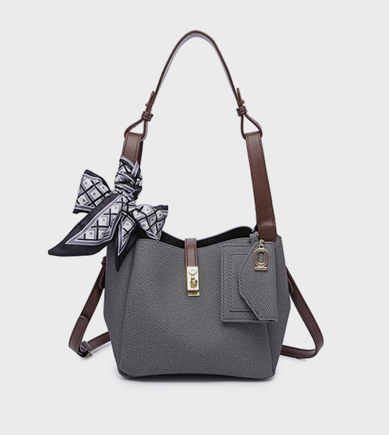 Scarf Detail Bucket Bag