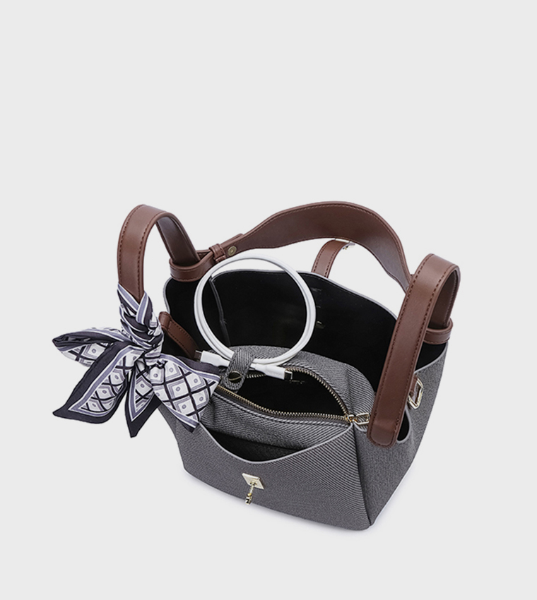 Scarf Detail Bucket Bag