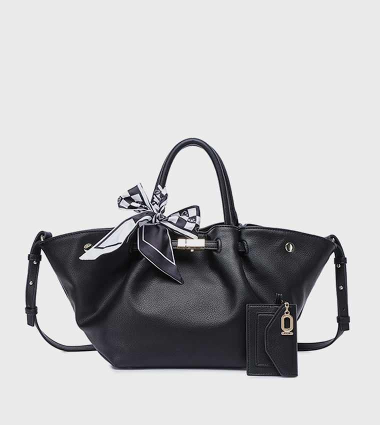 Scarf Detail Tote Bag 