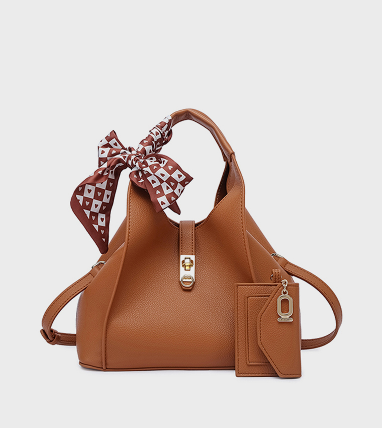 Scarf Detail Shoulder Bag