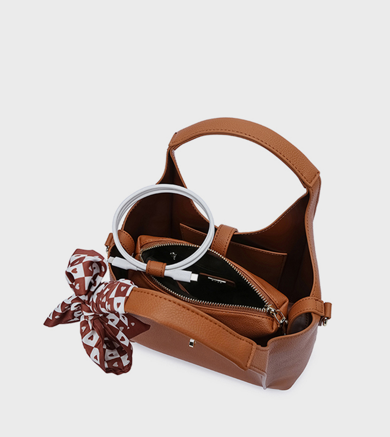 Scarf Detail Shoulder Bag