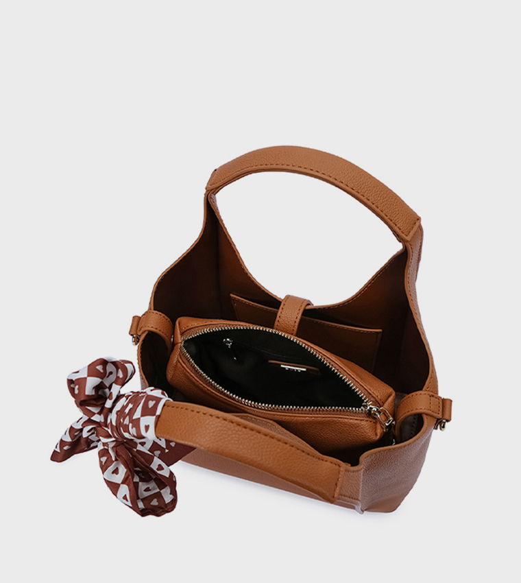 Scarf Detail Shoulder Bag